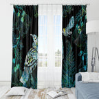 Aotearoa Maori Mahuru Window Curtain Spring Time - Paua Shell Green