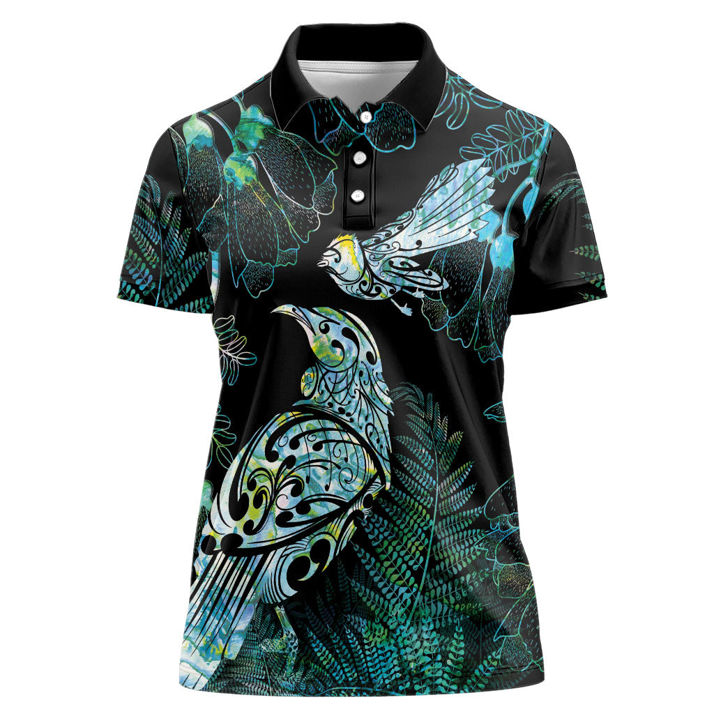 Aotearoa Maori Mahuru Women Polo Shirt Spring Time - Paua Shell Green