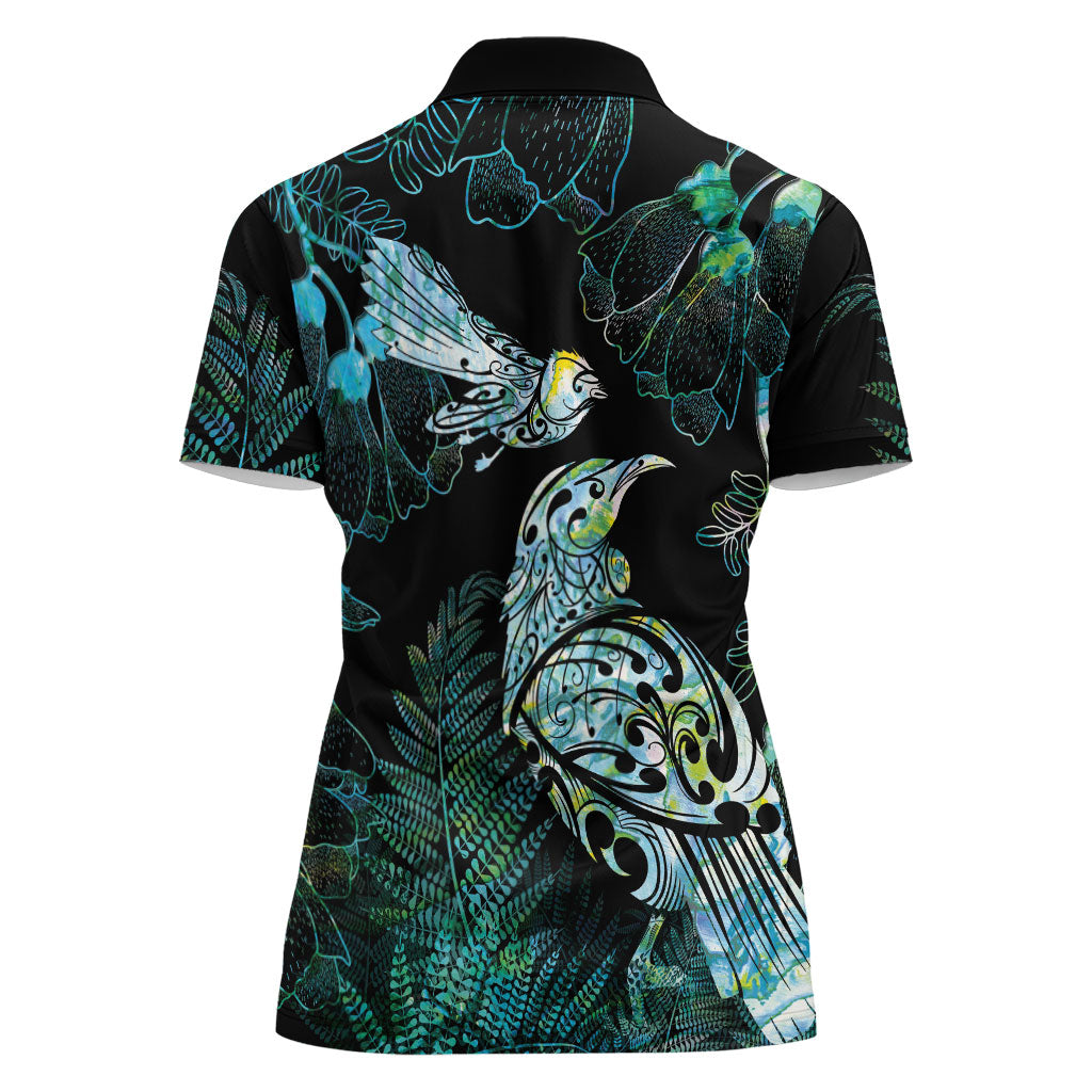 Aotearoa Maori Mahuru Women Polo Shirt Spring Time - Paua Shell Green