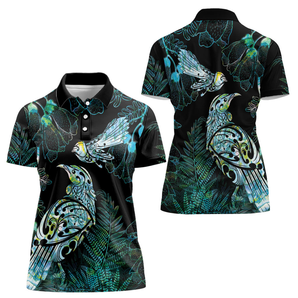 Aotearoa Maori Mahuru Women Polo Shirt Spring Time - Paua Shell Green