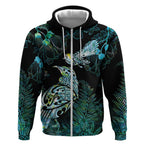 Aotearoa Maori Mahuru Zip Hoodie Spring Time - Paua Shell Green