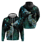 Aotearoa Maori Mahuru Zip Hoodie Spring Time - Paua Shell Green