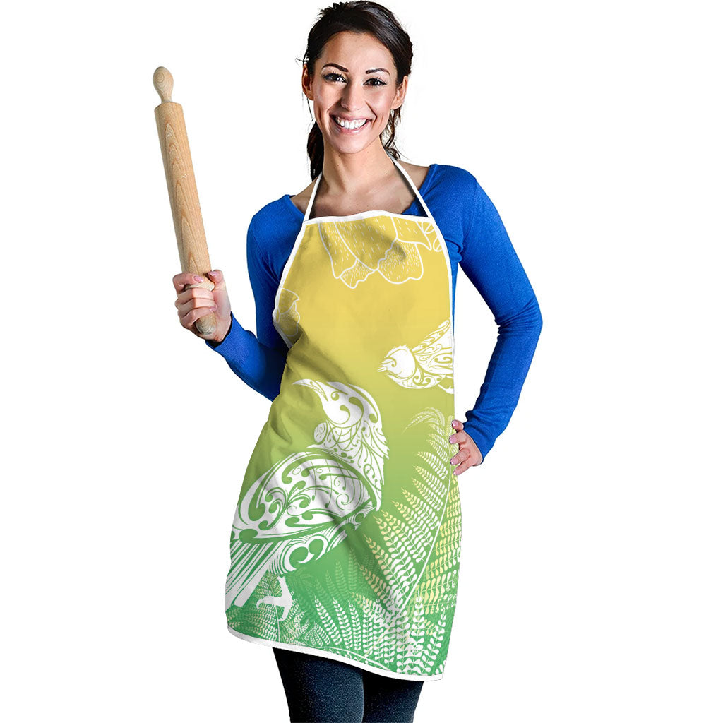 Aotearoa Maori Mahuru Tui With Pikawakawa Apron Spring Time