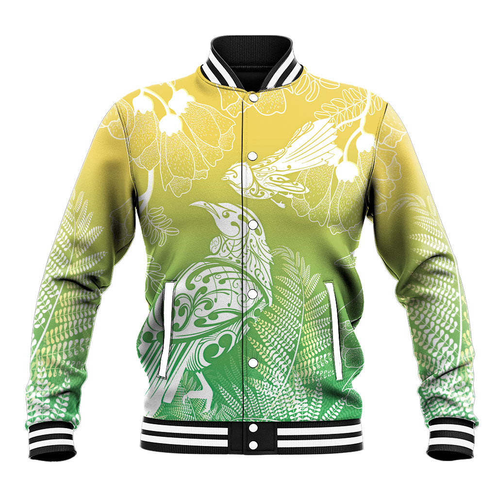 Aotearoa Maori Mahuru Tui With Pikawakawa Baseball Jacket Spring Time