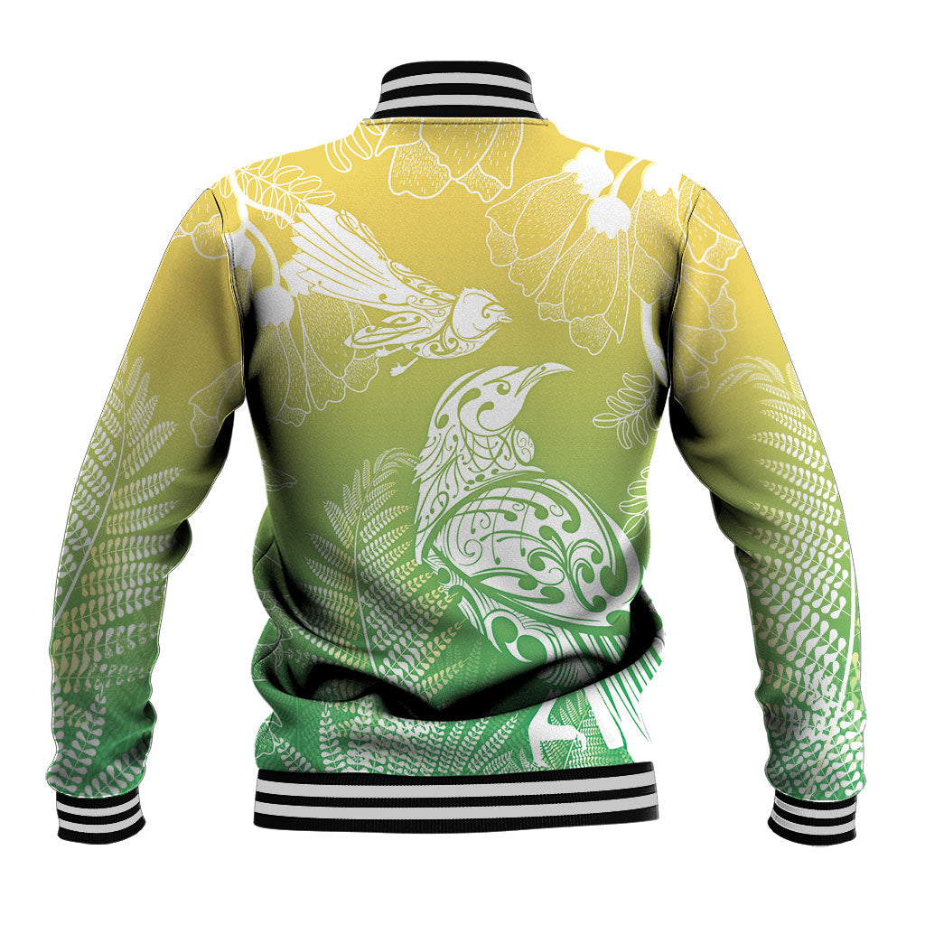 Aotearoa Maori Mahuru Tui With Pikawakawa Baseball Jacket Spring Time
