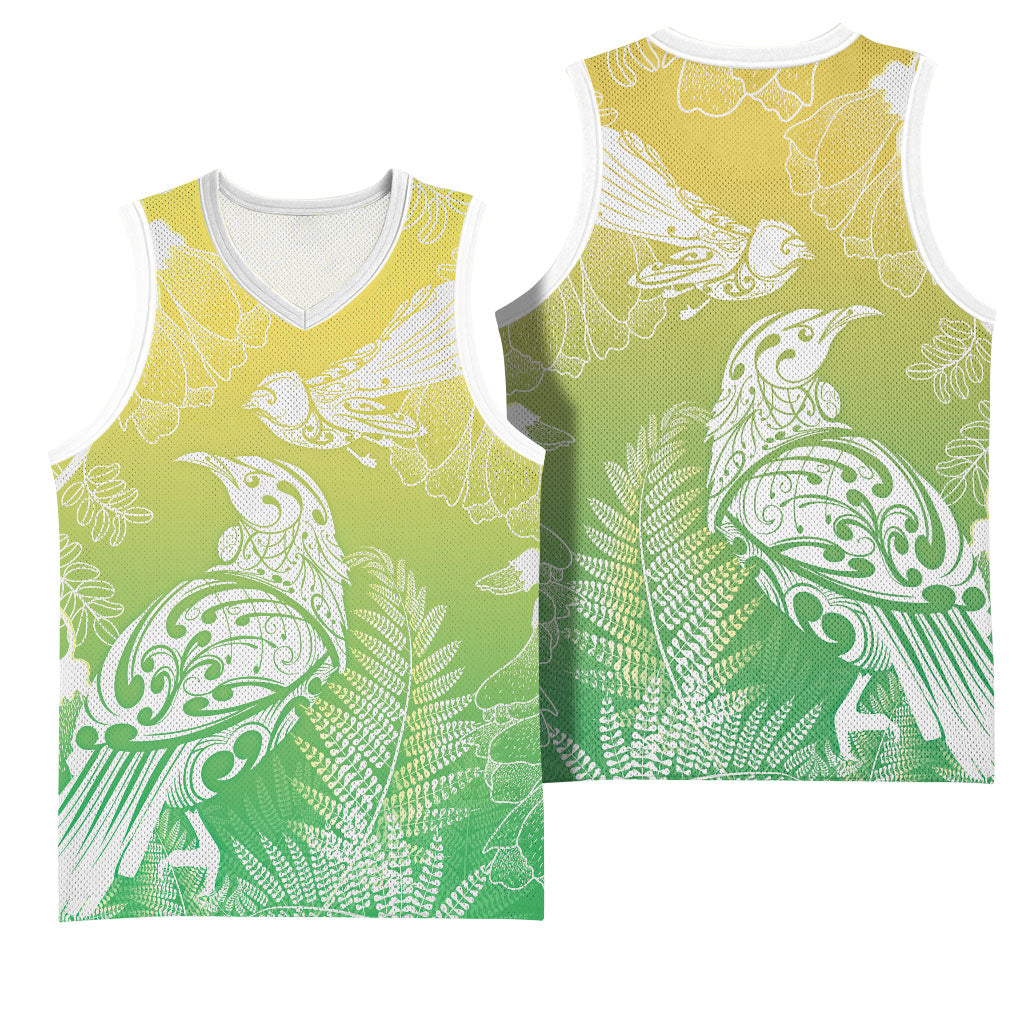 Aotearoa Maori Mahuru Tui With Pikawakawa Basketball Jersey Spring Time