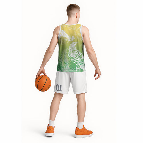 Aotearoa Maori Mahuru Tui With Pikawakawa Basketball Jersey Spring Time