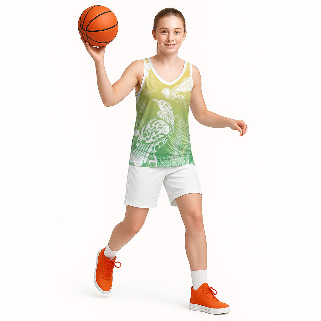 Aotearoa Maori Mahuru Tui With Pikawakawa Basketball Jersey Spring Time