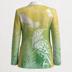 Aotearoa Maori Mahuru Tui With Pikawakawa Blazer Spring Time