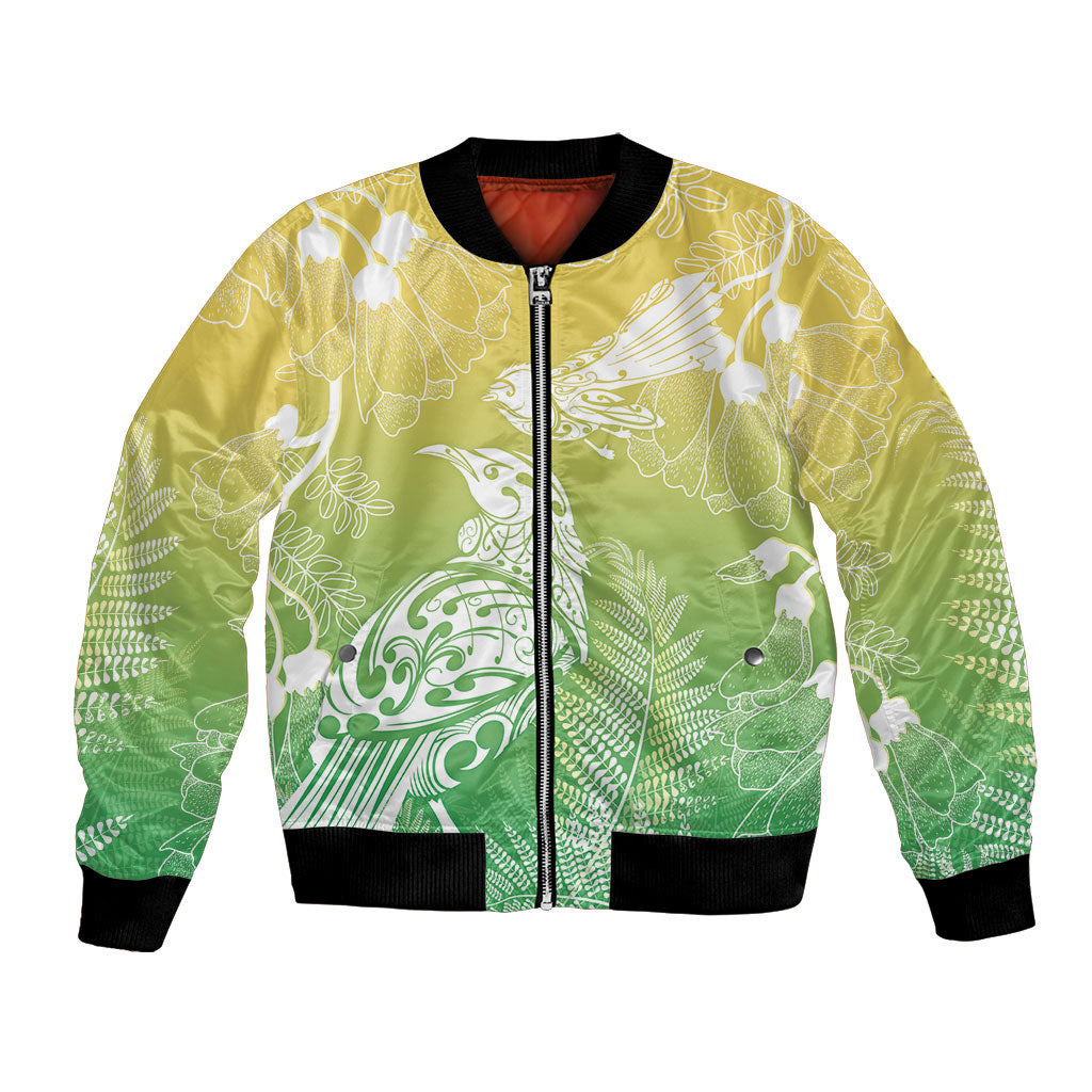 Aotearoa Maori Mahuru Tui With Pikawakawa Bomber Jacket Spring Time