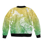Aotearoa Maori Mahuru Tui With Pikawakawa Bomber Jacket Spring Time