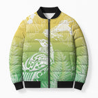 Aotearoa Maori Mahuru Tui With Pikawakawa Bomber Puffer Jacket Spring Time