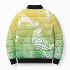 Aotearoa Maori Mahuru Tui With Pikawakawa Bomber Puffer Jacket Spring Time