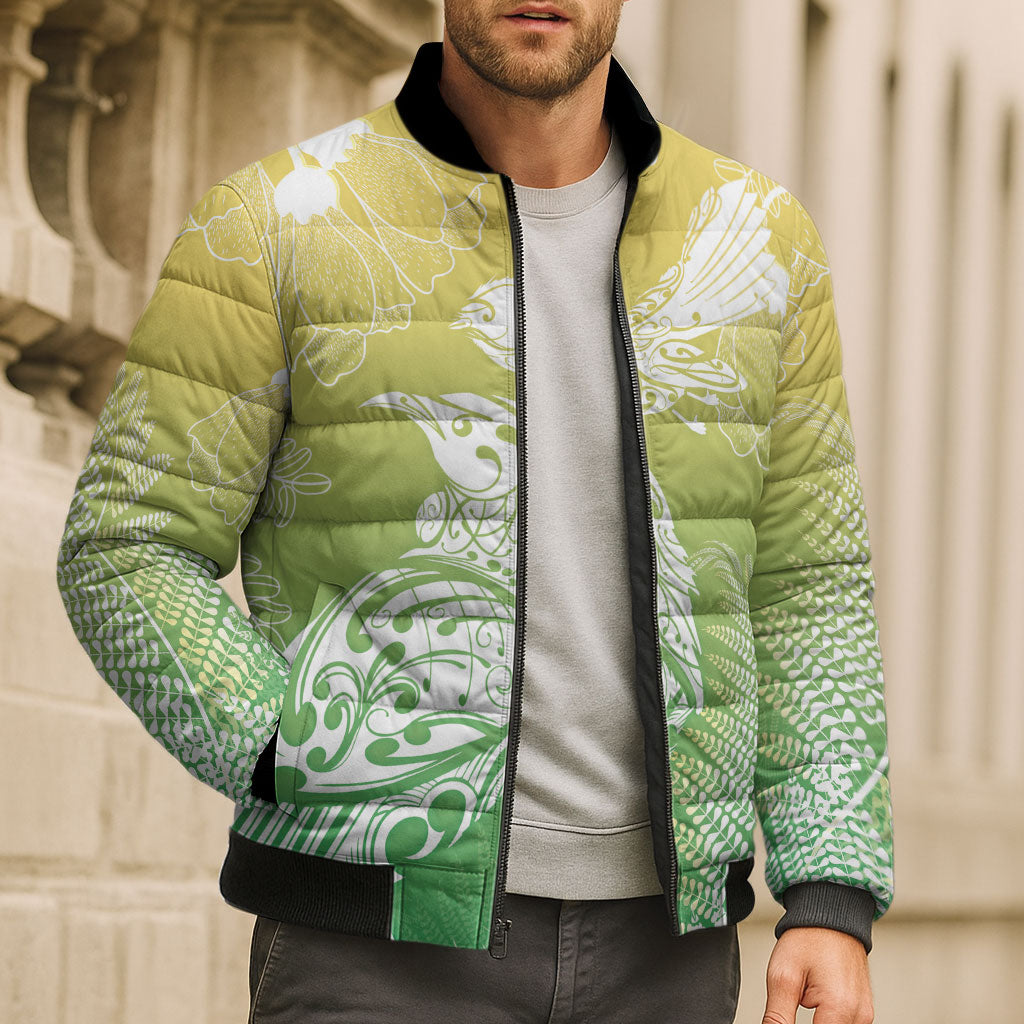 Aotearoa Maori Mahuru Tui With Pikawakawa Bomber Puffer Jacket Spring Time