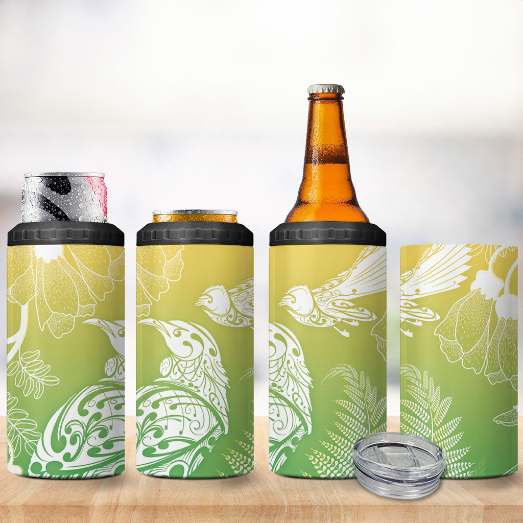 Aotearoa Maori Mahuru Tui With Pikawakawa 4 in 1 Can Cooler Tumbler Spring Time