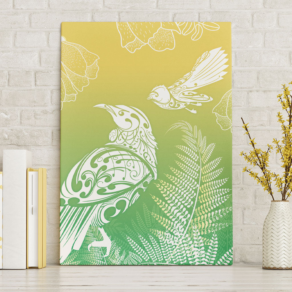 Aotearoa Maori Mahuru Tui With Pikawakawa Canvas Wall Art Spring Time
