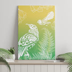 Aotearoa Maori Mahuru Tui With Pikawakawa Canvas Wall Art Spring Time
