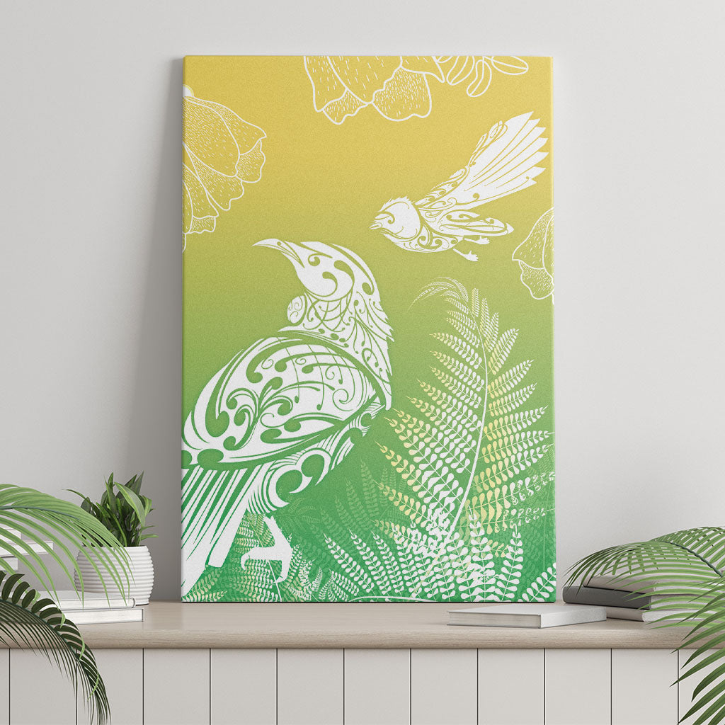 Aotearoa Maori Mahuru Tui With Pikawakawa Canvas Wall Art Spring Time