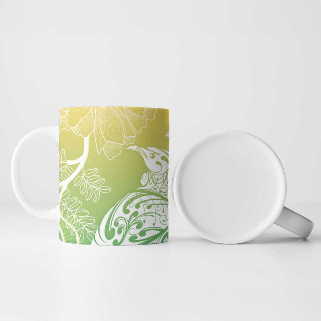 Aotearoa Maori Mahuru Tui With Pikawakawa Ceramic Mug Spring Time