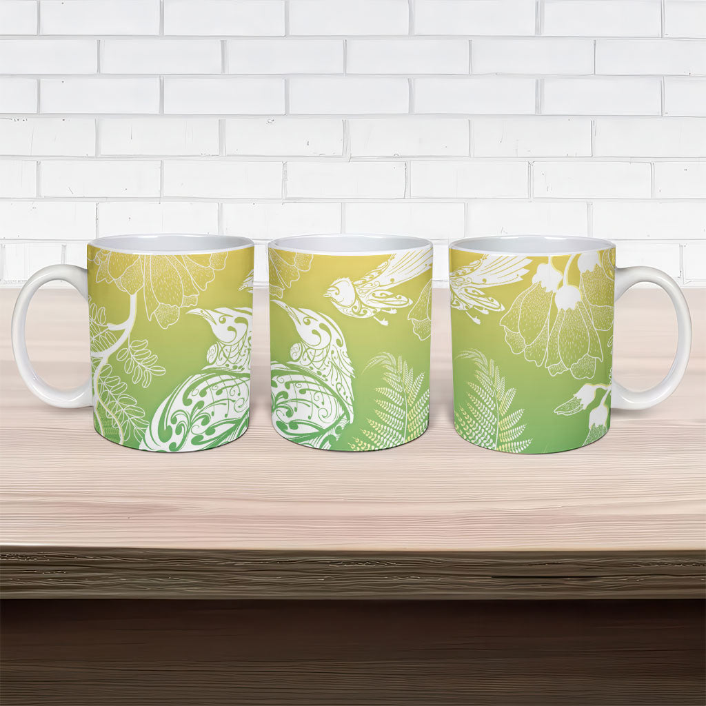 Aotearoa Maori Mahuru Tui With Pikawakawa Ceramic Mug Spring Time