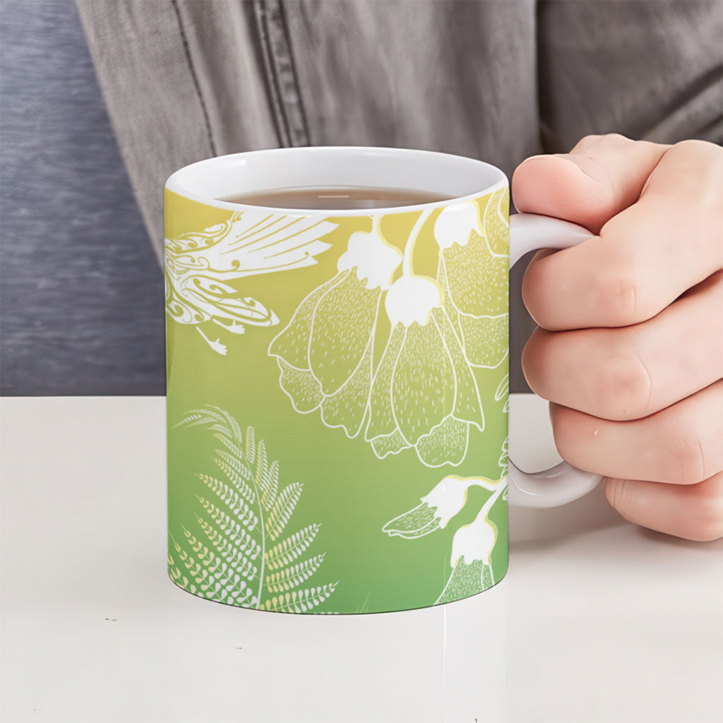 Aotearoa Maori Mahuru Tui With Pikawakawa Ceramic Mug Spring Time
