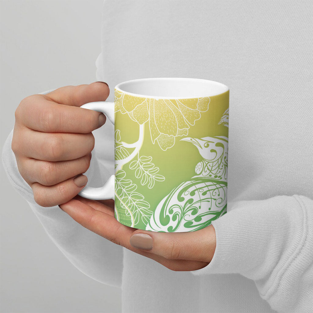 Aotearoa Maori Mahuru Tui With Pikawakawa Ceramic Mug Spring Time