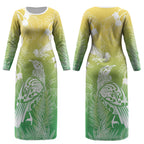 Aotearoa Maori Mahuru Tui With Pikawakawa Couples Matching Long Sleeve Bodycon Dress and Hawaiian Shirt Spring Time