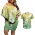 Aotearoa Maori Mahuru Tui With Pikawakawa Couples Matching Off Shoulder Short Dress and Hawaiian Shirt Spring Time