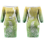 Aotearoa Maori Mahuru Tui With Pikawakawa Couples Matching Off The Shoulder Long Sleeve Dress and Long Sleeve Button Shirt Spring Time