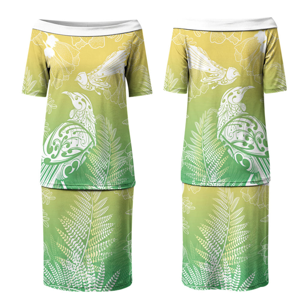 Aotearoa Maori Mahuru Tui With Pikawakawa Couples Matching Puletasi and Hawaiian Shirt Spring Time