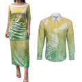 Aotearoa Maori Mahuru Tui With Pikawakawa Couples Matching Puletasi and Long Sleeve Button Shirt Spring Time