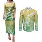 Aotearoa Maori Mahuru Tui With Pikawakawa Couples Matching Puletasi and Long Sleeve Button Shirt Spring Time