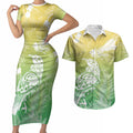 Aotearoa Maori Mahuru Tui With Pikawakawa Couples Matching Short Sleeve Bodycon Dress and Hawaiian Shirt Spring Time