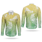 Aotearoa Maori Mahuru Tui With Pikawakawa Couples Matching Short Sleeve Bodycon Dress and Long Sleeve Button Shirt Spring Time