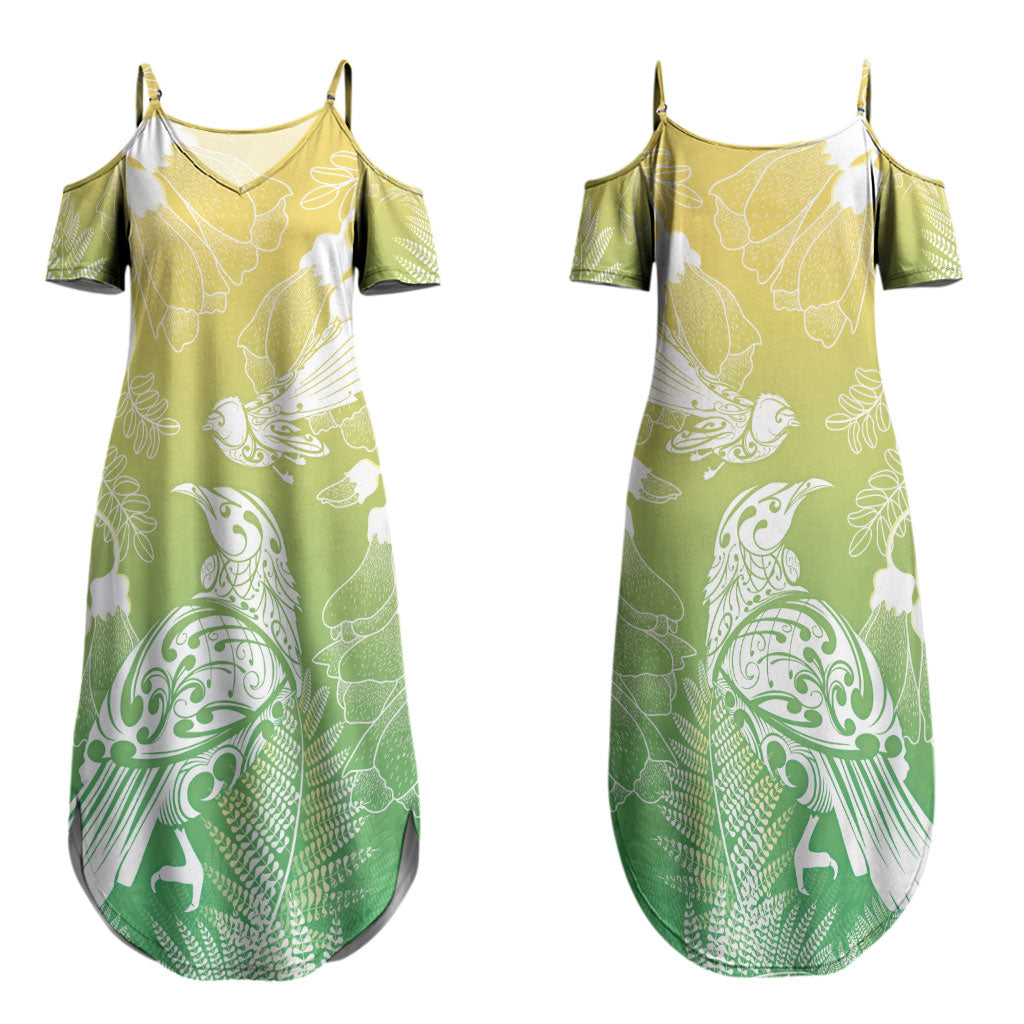 Aotearoa Maori Mahuru Tui With Pikawakawa Couples Matching Summer Maxi Dress and Hawaiian Shirt Spring Time