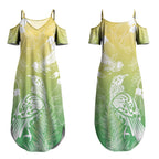 Aotearoa Maori Mahuru Tui With Pikawakawa Couples Matching Summer Maxi Dress and Long Sleeve Button Shirt Spring Time