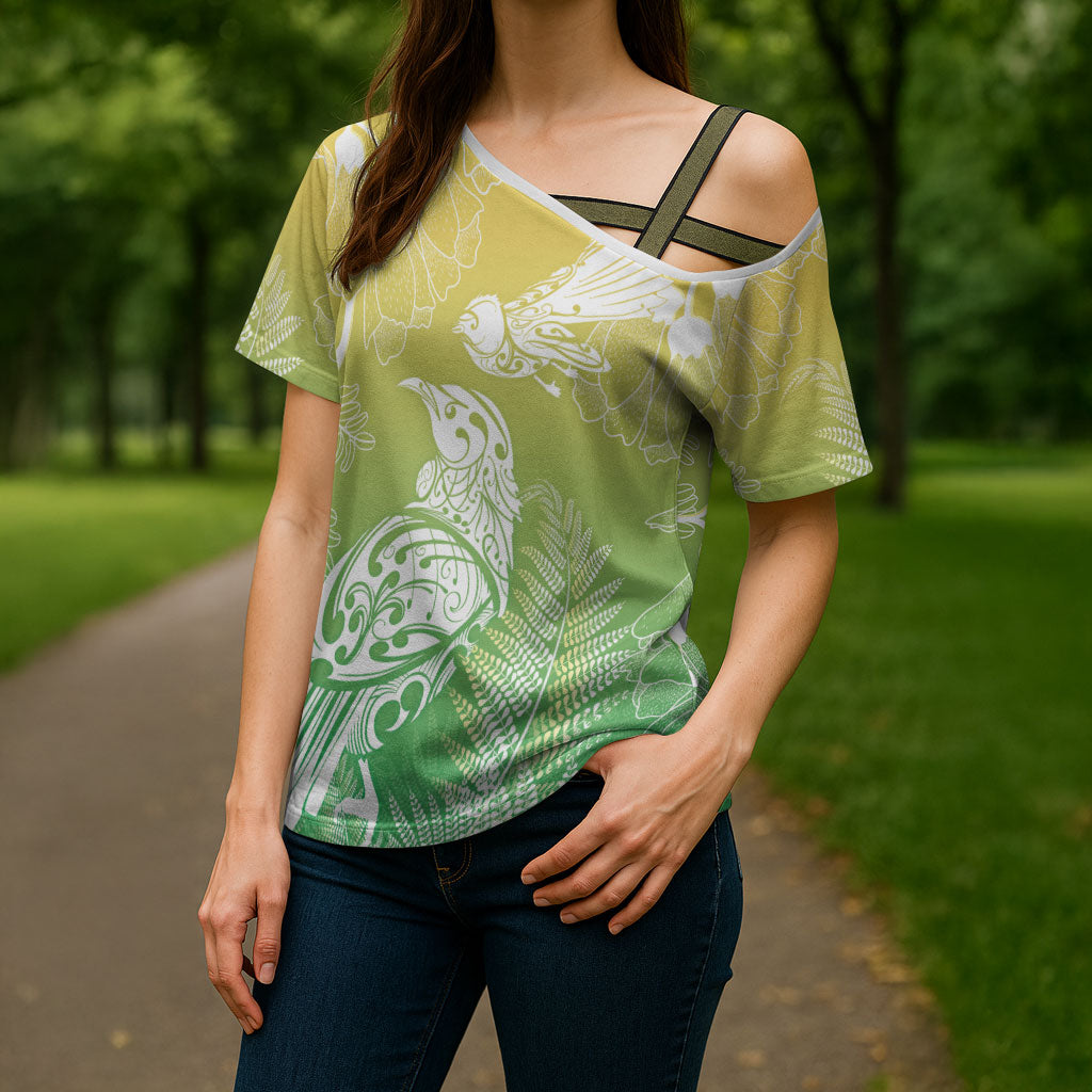Aotearoa Maori Mahuru Tui With Pikawakawa Cross Shoulder Shirt Spring Time