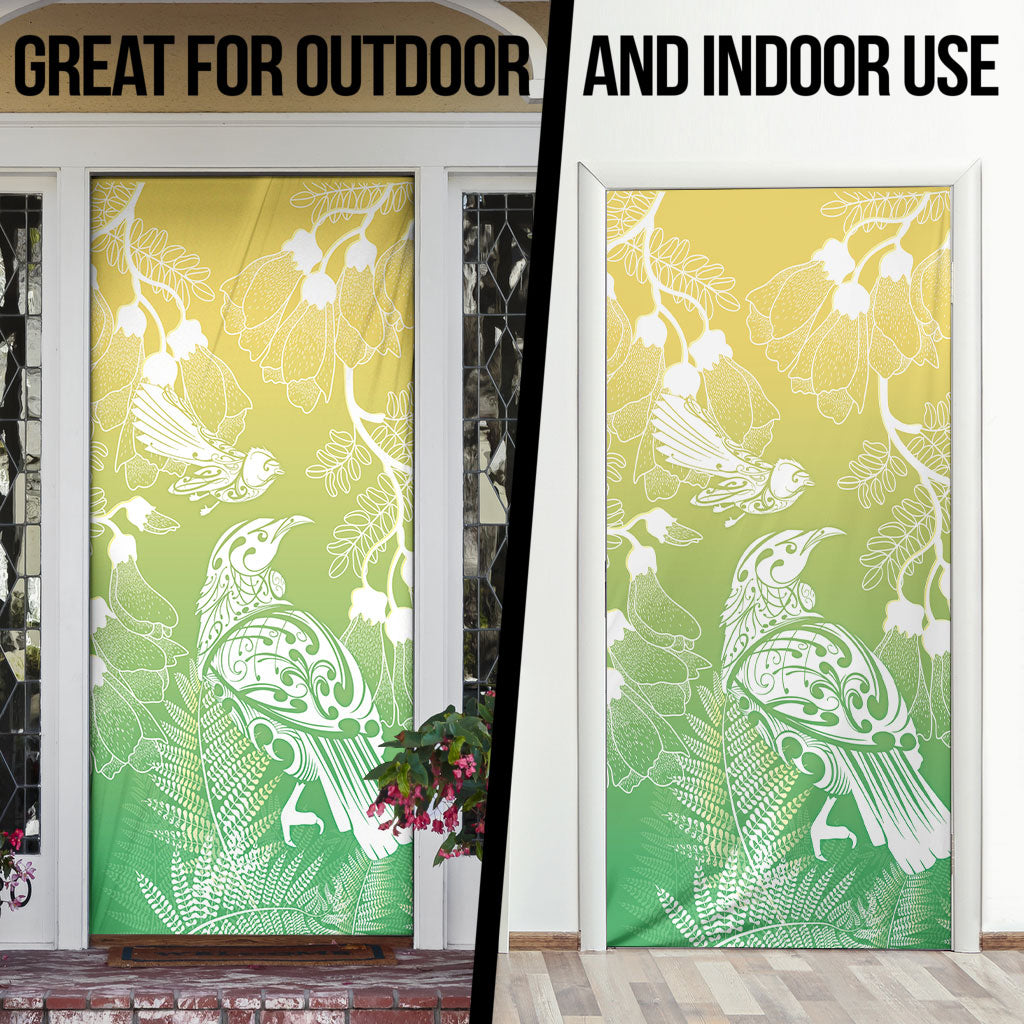 Aotearoa Maori Mahuru Tui With Pikawakawa Door Cover Spring Time