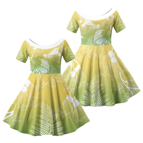 Aotearoa Maori Mahuru Tui With Pikawakawa Family Matching Summer Maxi Dress and Hawaiian Shirt Spring Time