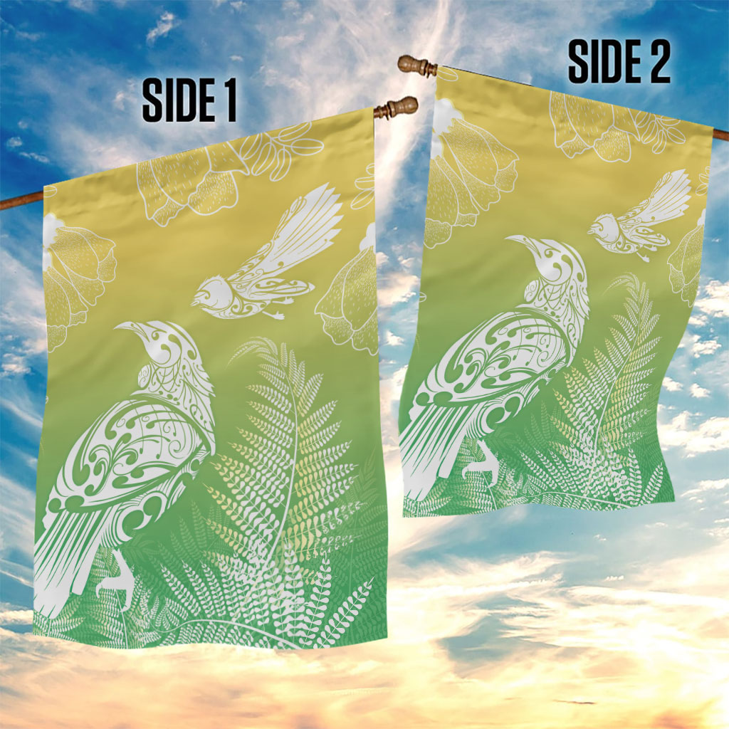 Aotearoa Maori Mahuru Tui With Pikawakawa Garden Flag Spring Time