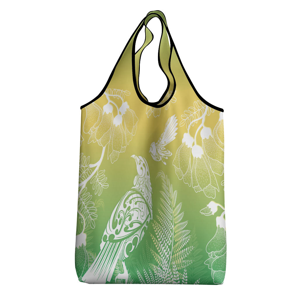 Aotearoa Maori Mahuru Tui With Pikawakawa Grocery Bag Spring Time