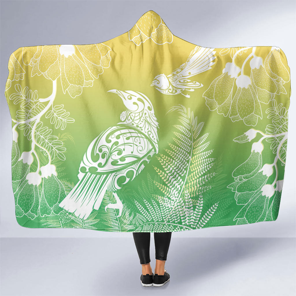 Aotearoa Maori Mahuru Tui With Pikawakawa Hooded Blanket Spring Time