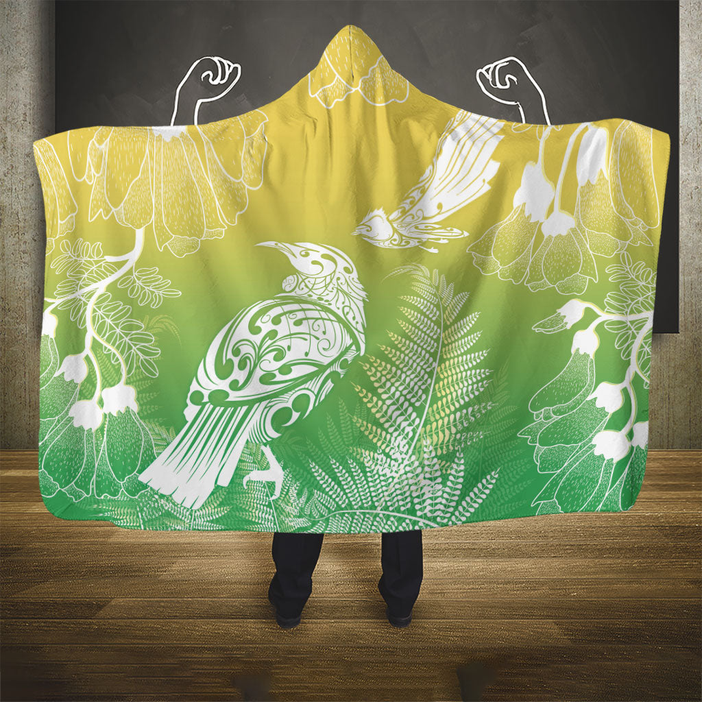 Aotearoa Maori Mahuru Tui With Pikawakawa Hooded Blanket Spring Time