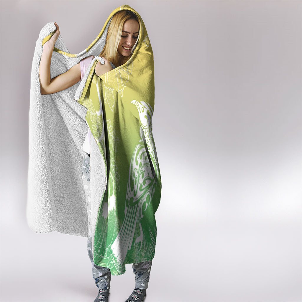 Aotearoa Maori Mahuru Tui With Pikawakawa Hooded Blanket Spring Time