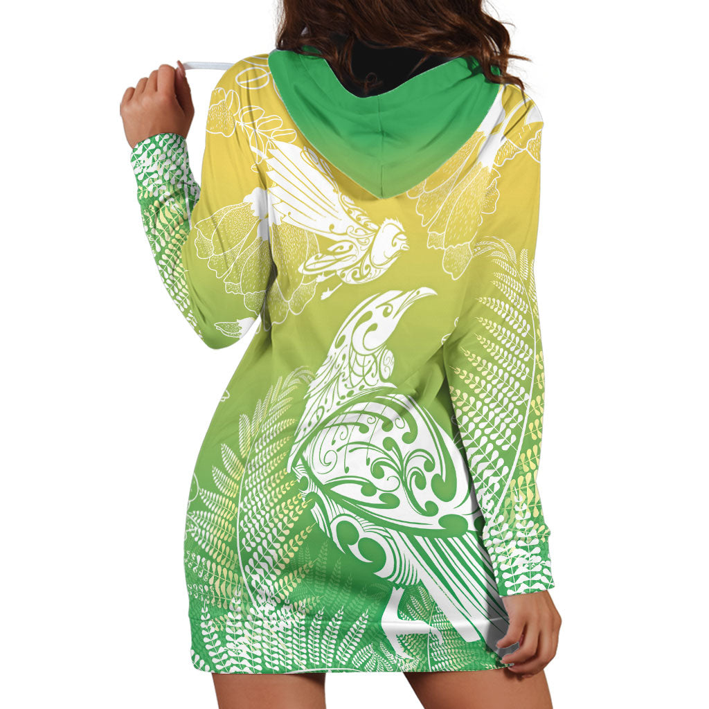 Aotearoa Maori Mahuru Tui With Pikawakawa Hoodie Dress Spring Time