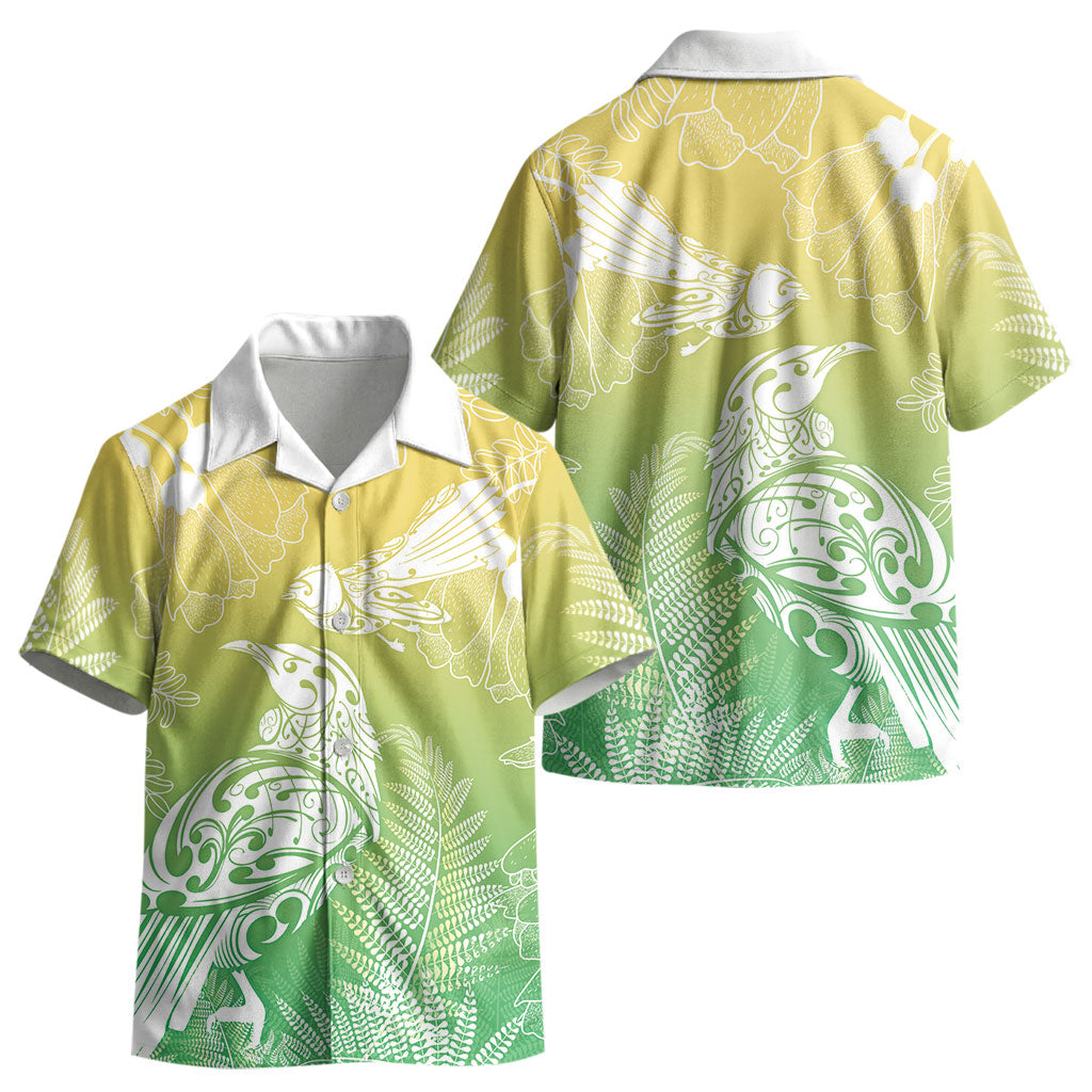 Aotearoa Maori Mahuru Tui With Pikawakawa Kid Hawaiian Shirt Spring Time