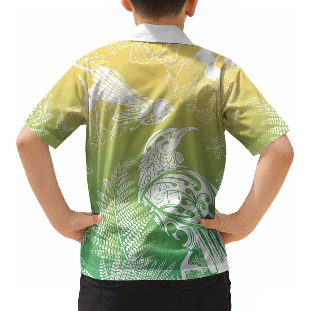Aotearoa Maori Mahuru Tui With Pikawakawa Kid Hawaiian Shirt Spring Time