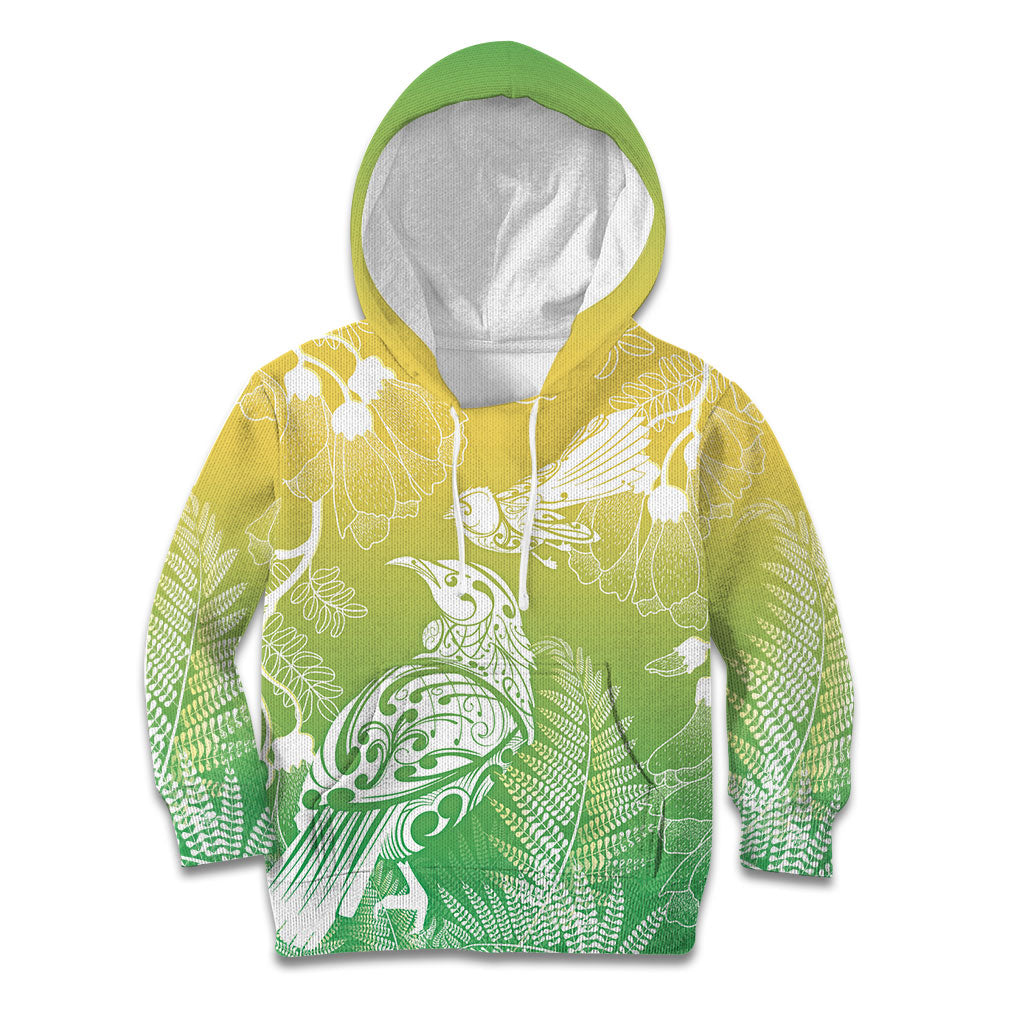 Aotearoa Maori Mahuru Tui With Pikawakawa Kid Hoodie Spring Time