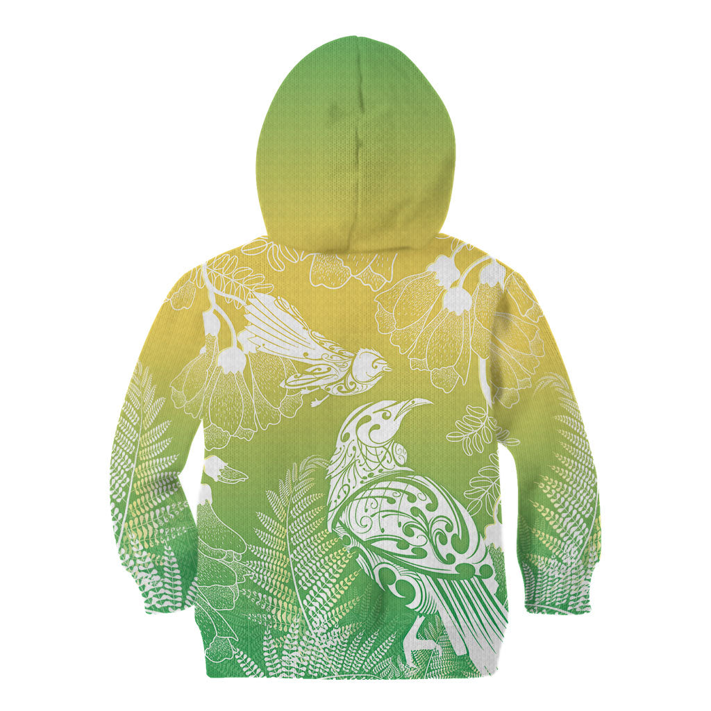 Aotearoa Maori Mahuru Tui With Pikawakawa Kid Hoodie Spring Time