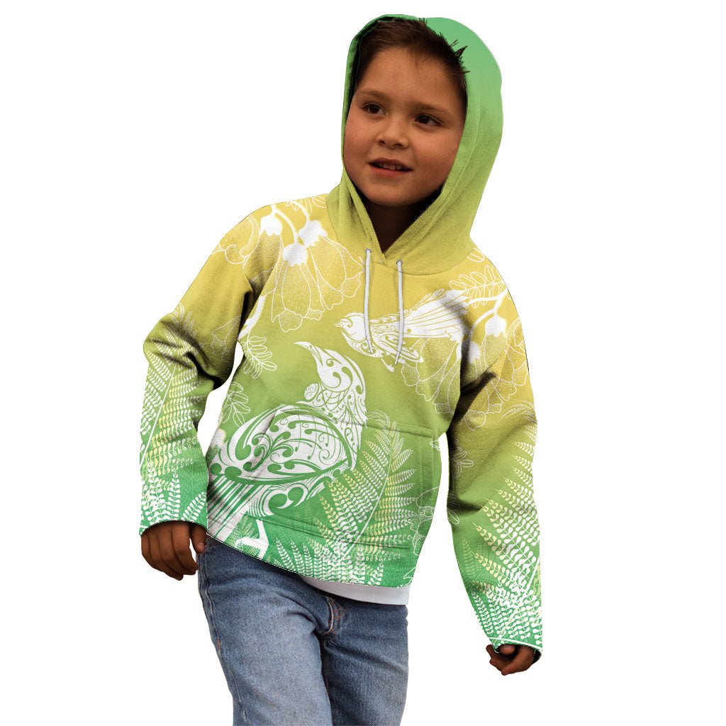 Aotearoa Maori Mahuru Tui With Pikawakawa Kid Hoodie Spring Time